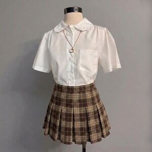 White Button Down Blouse M/L Cottagecore Vintage Prairie